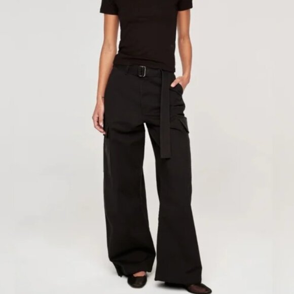 New DL1961 Zoie Wide Leg Vintage Relaxed Black Cargo Cotton/Linen Pants size 30